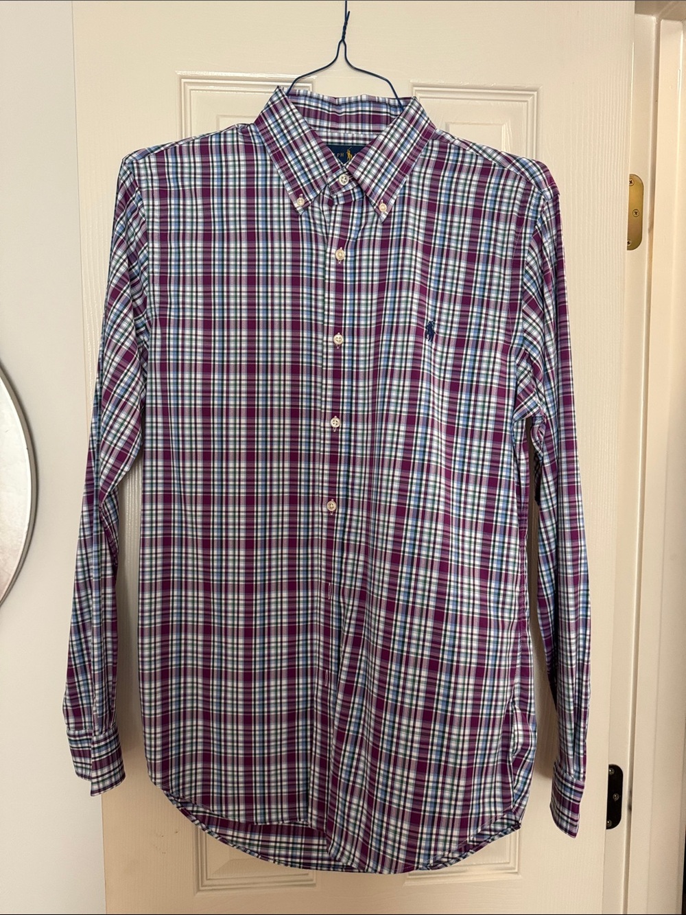 Ralph Lauren Men's Plaid Button-Down Shirt - Purple, Blue, White